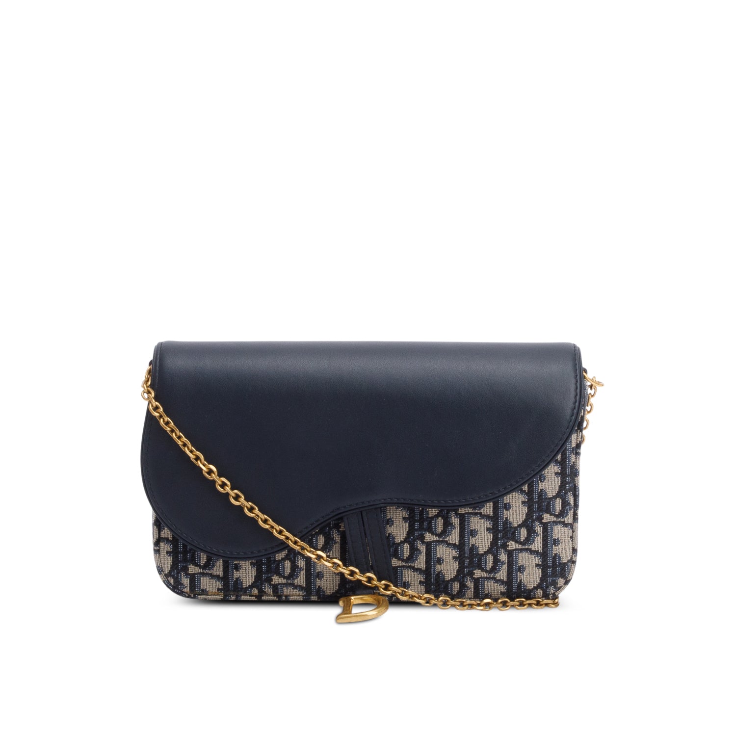 Christian 2024 Dior Oblique Jacquard Medium Saddle Pouch with Chain