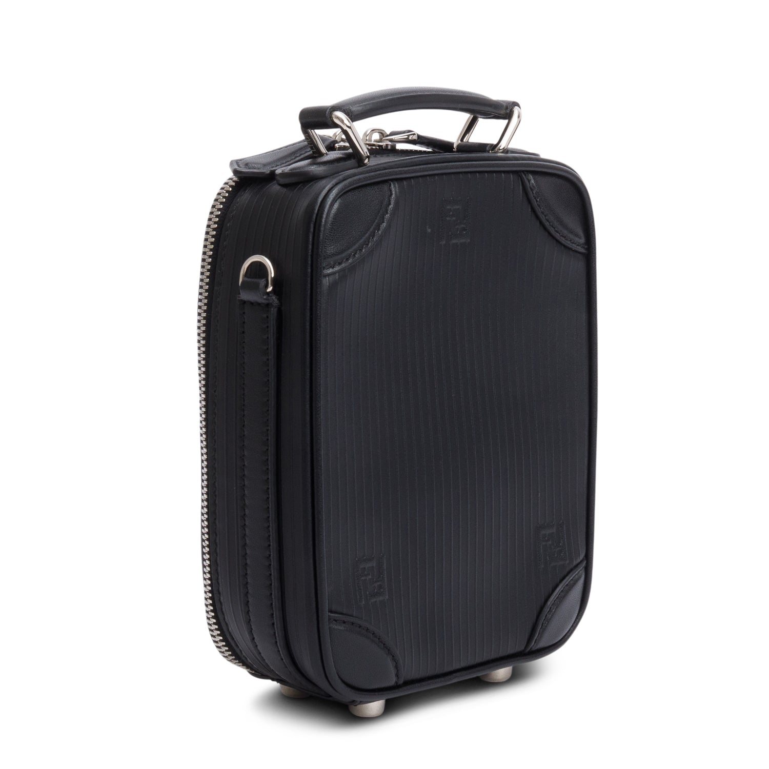 Fendi Black Vitello Astro Rubber Effect Mini Trolley Bag w/ Receipt