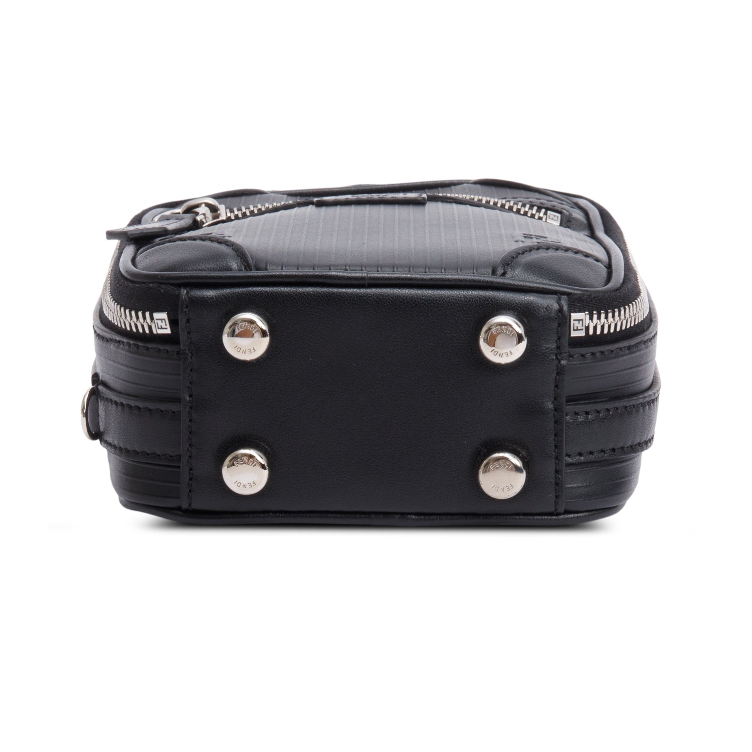 Fendi Black Vitello Astro Rubber Effect Mini Trolley Bag w/ Receipt