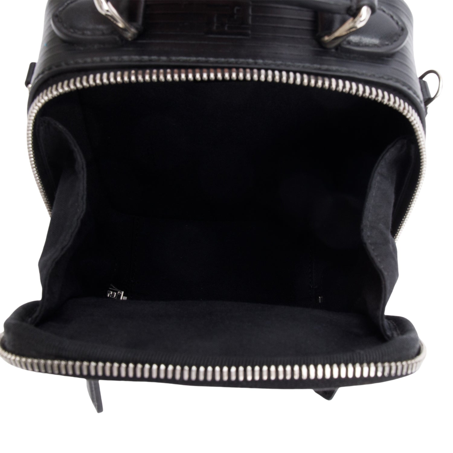 Fendi Black Vitello Astro Rubber Effect Mini Trolley Bag w/ Receipt