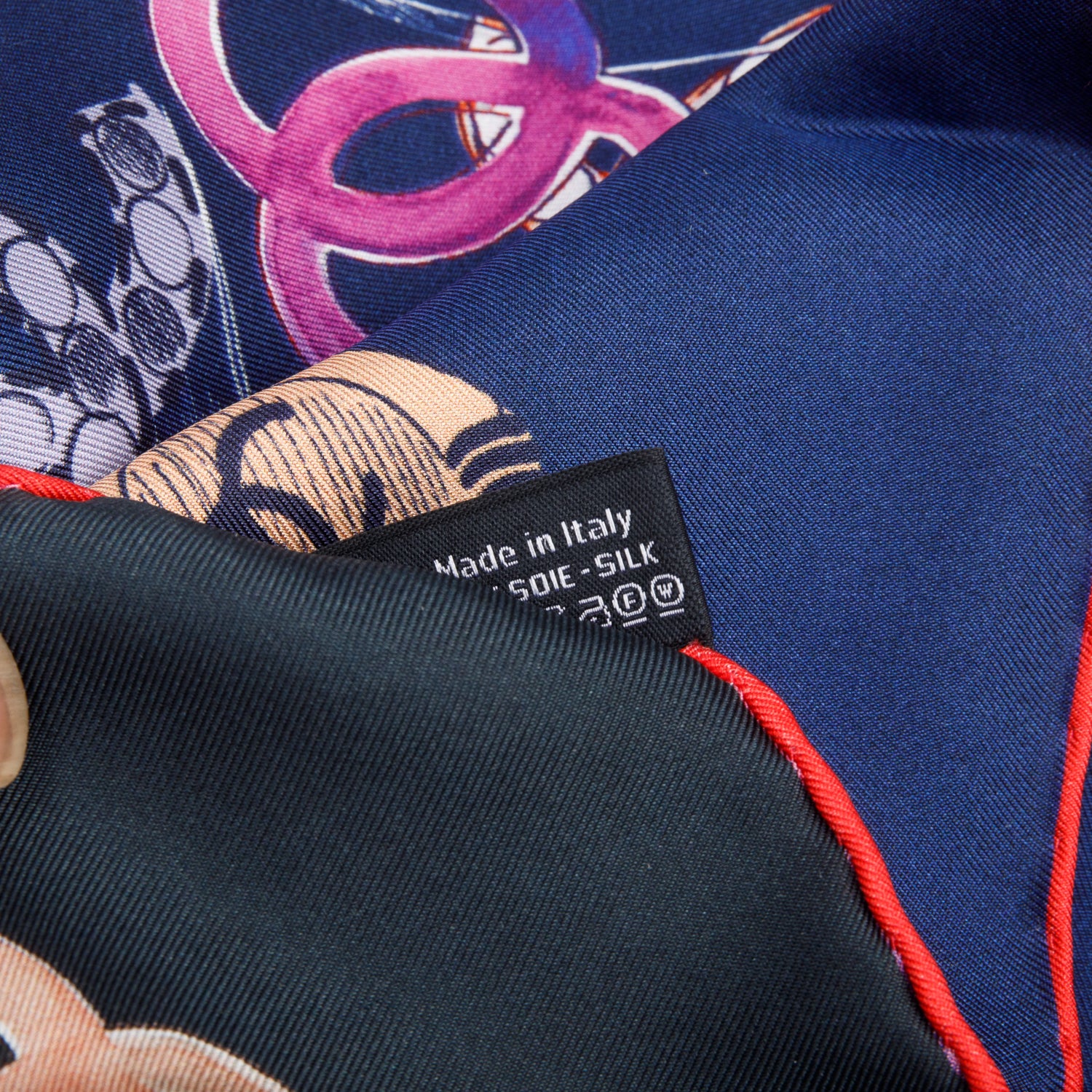 Chanel Navy/Multicolor Printed Square Silk Scarf