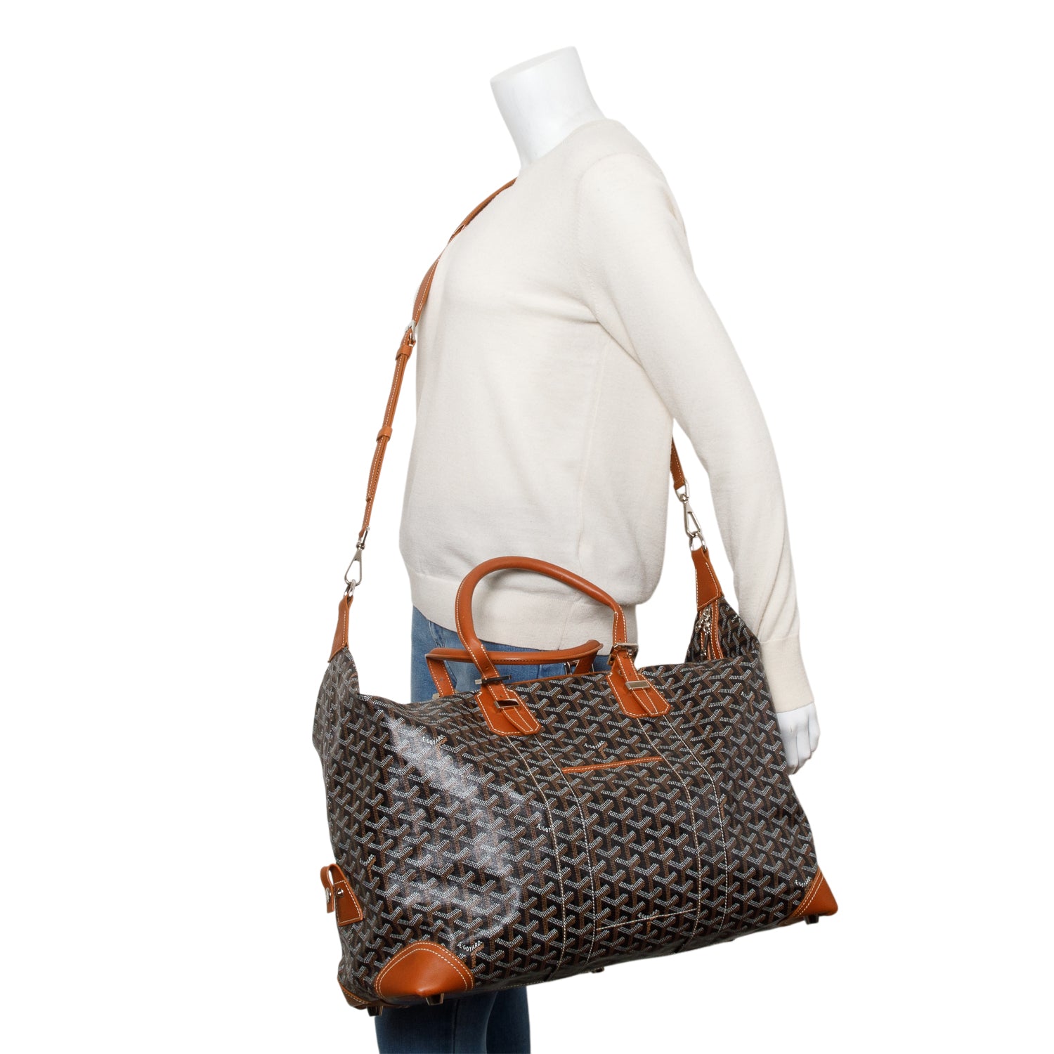 Goyard Brown Monogram Canvas Boeing 45 Duffle Bag w/ Strap