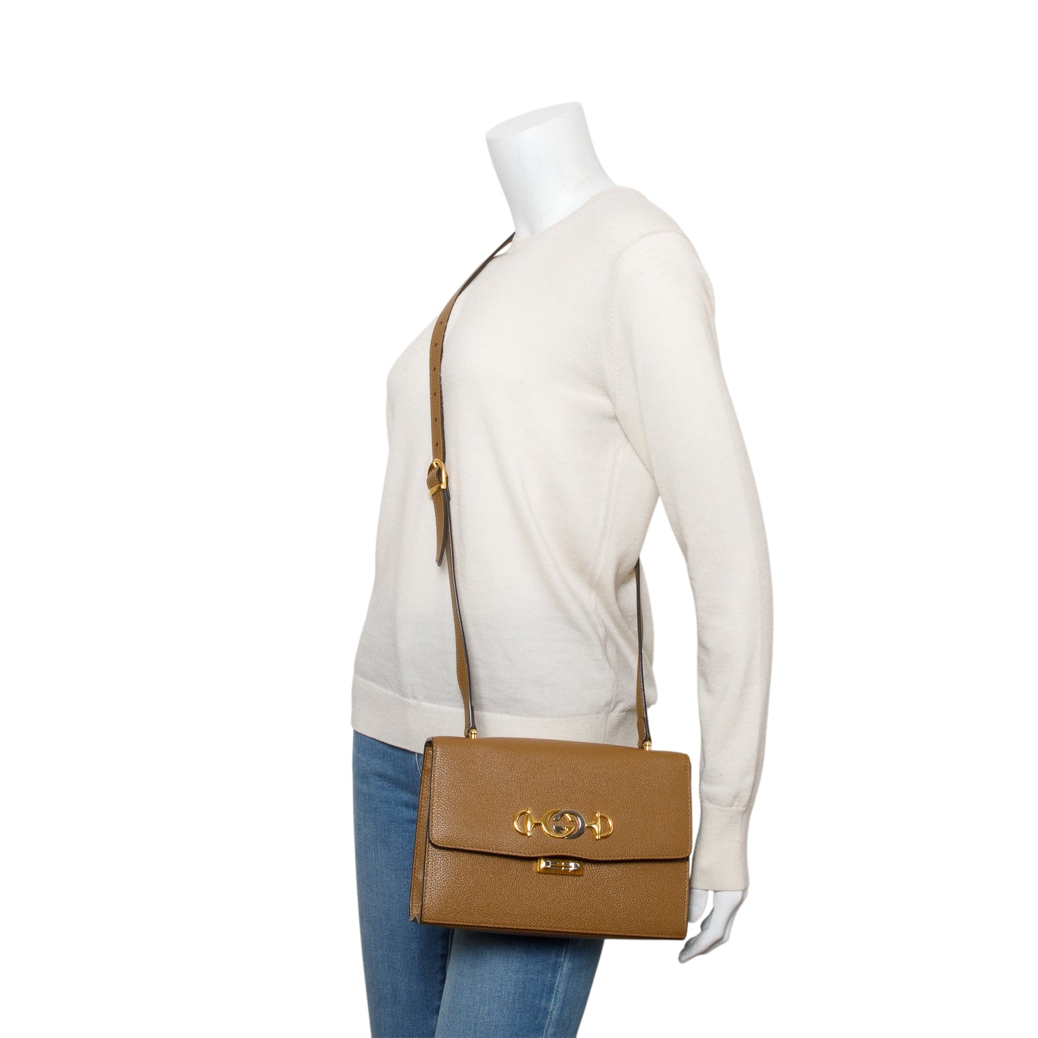 Gucci Brown Calfskin Leather Small Zumi Shoulder Bag