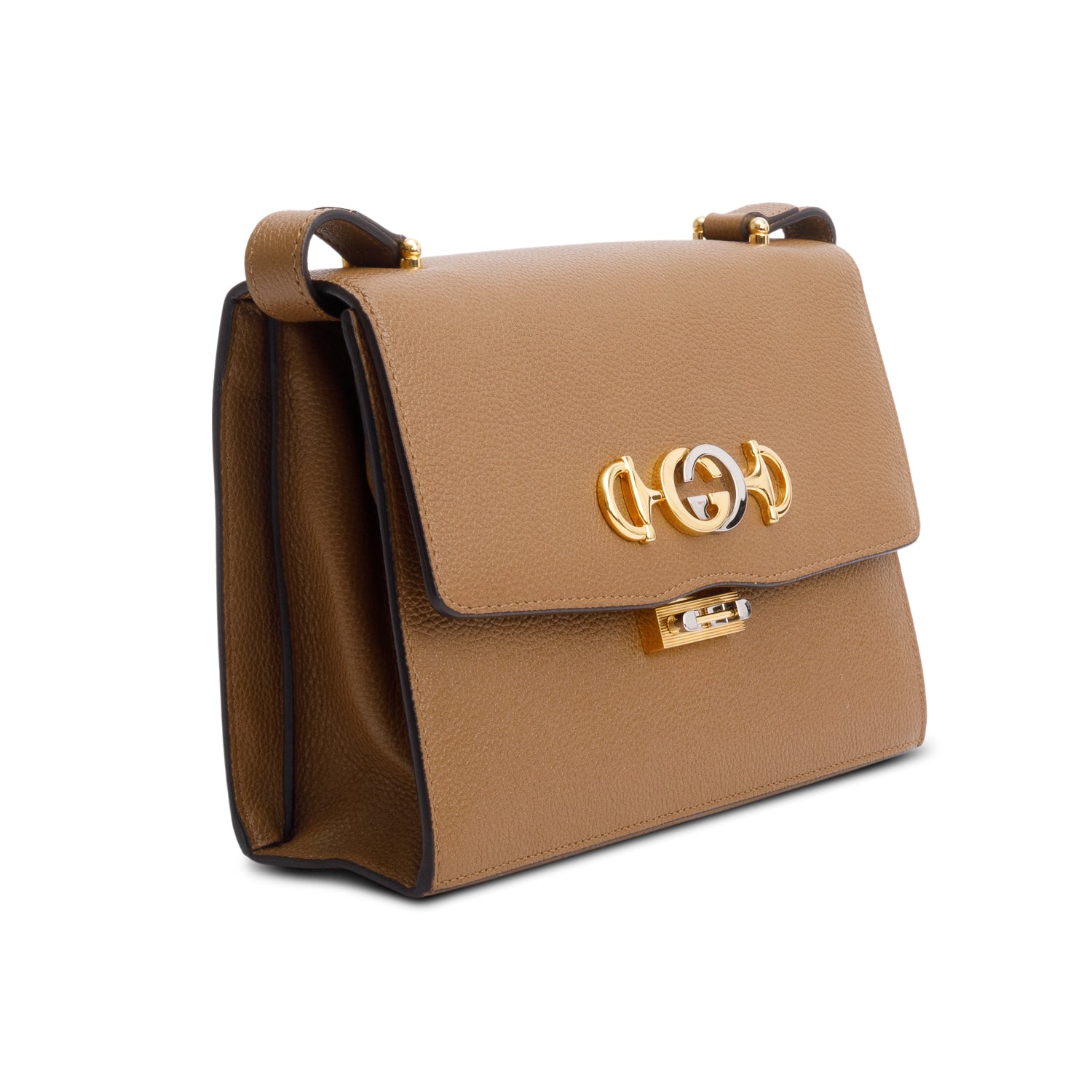 Gucci Brown Calfskin Leather Small Zumi Shoulder Bag