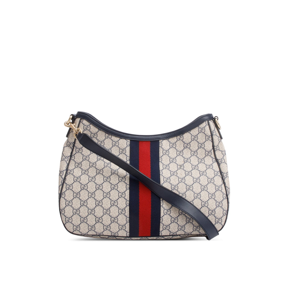 Gucci Navy GG Supreme Web Sherry Medium Shoulder Bag – OLIVER'S