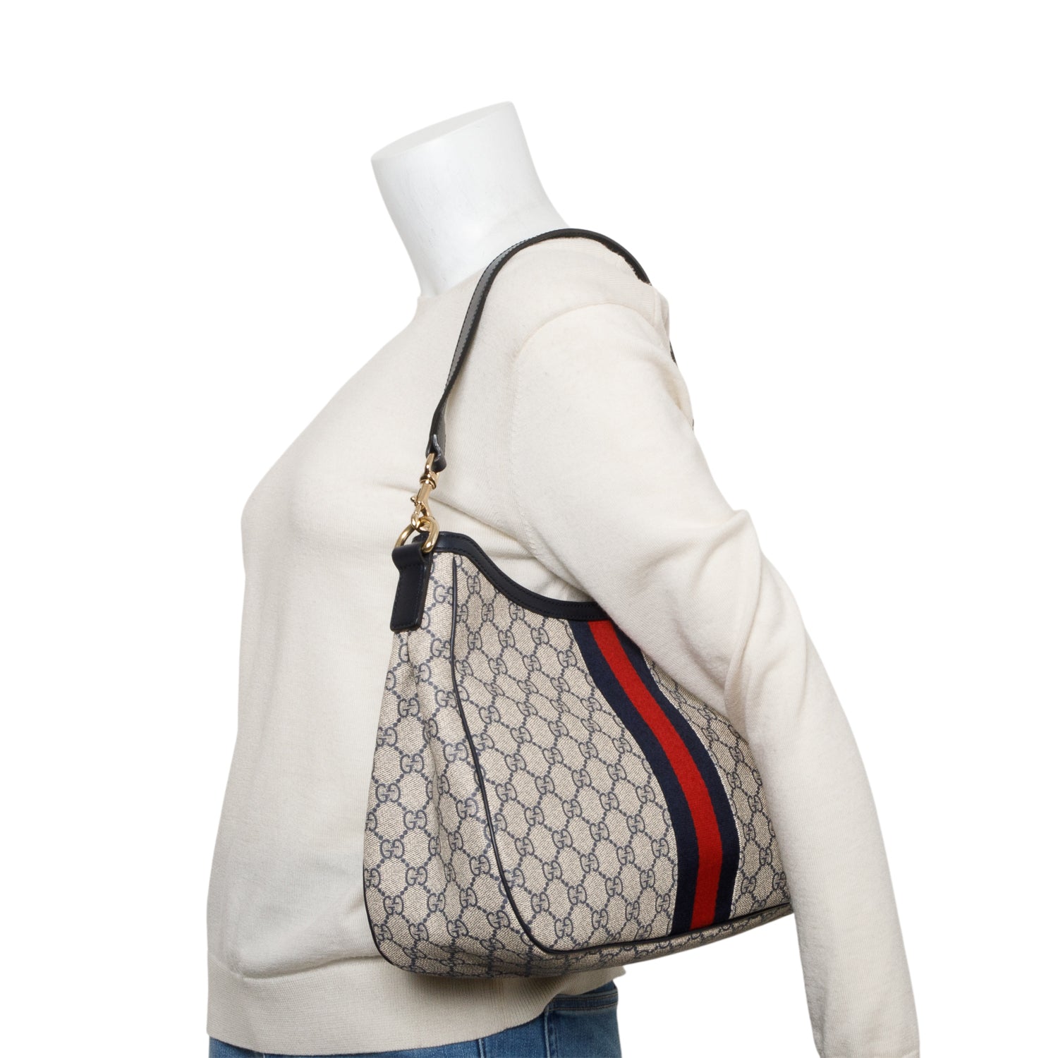 Gucci Navy GG Supreme Web Sherry Medium Shoulder Bag