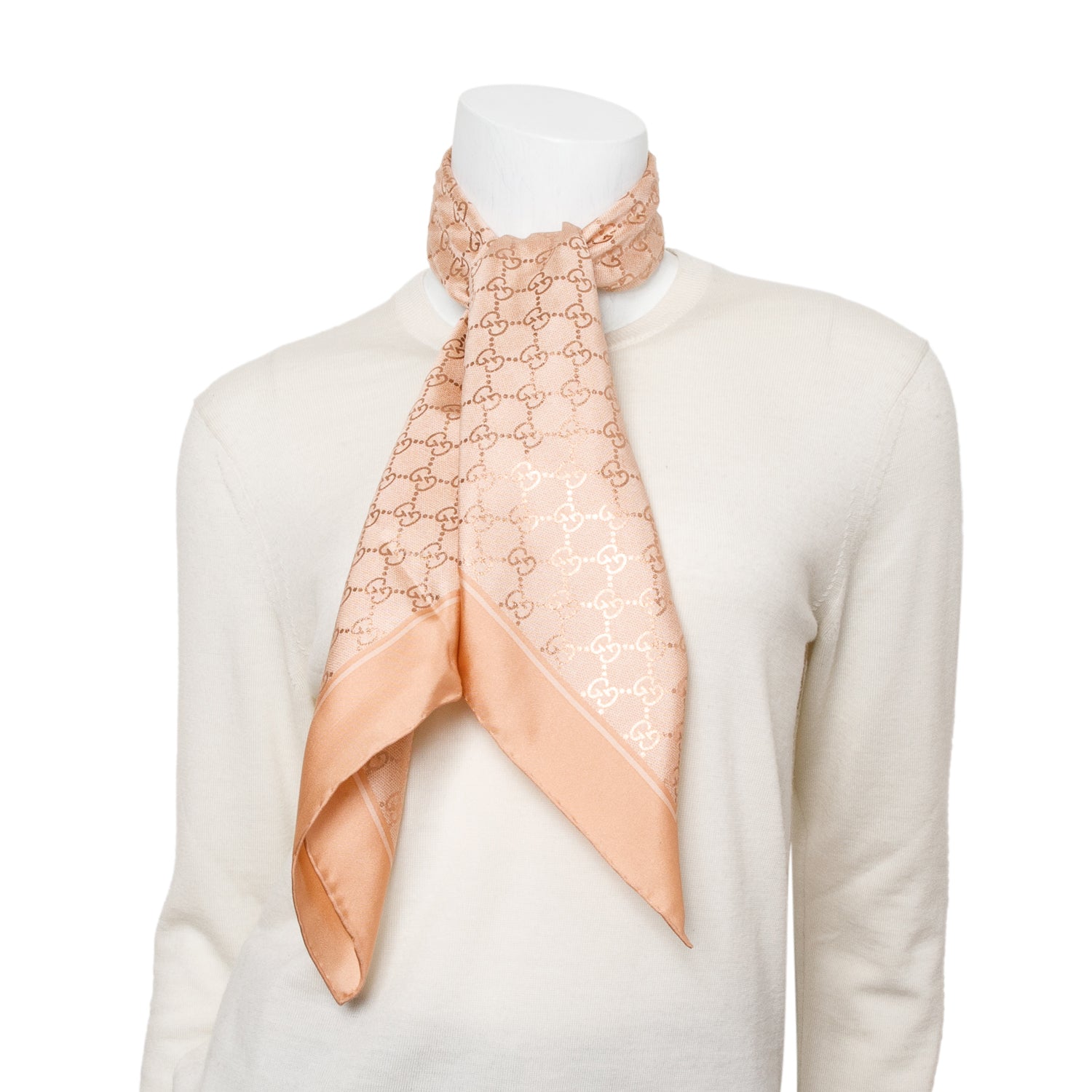 Gucci Pink GG Print Silk Scarf w/ Box & Receipt