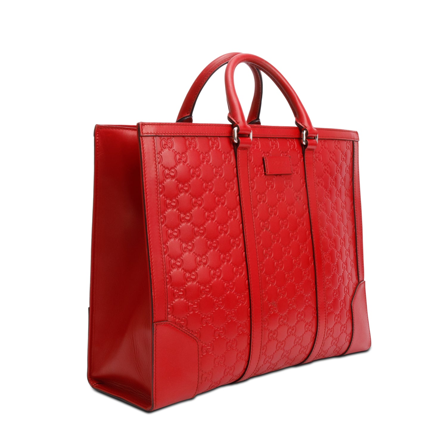 Gucci Red Guccissima Leather Signature Large Convertible Top Handle Tote