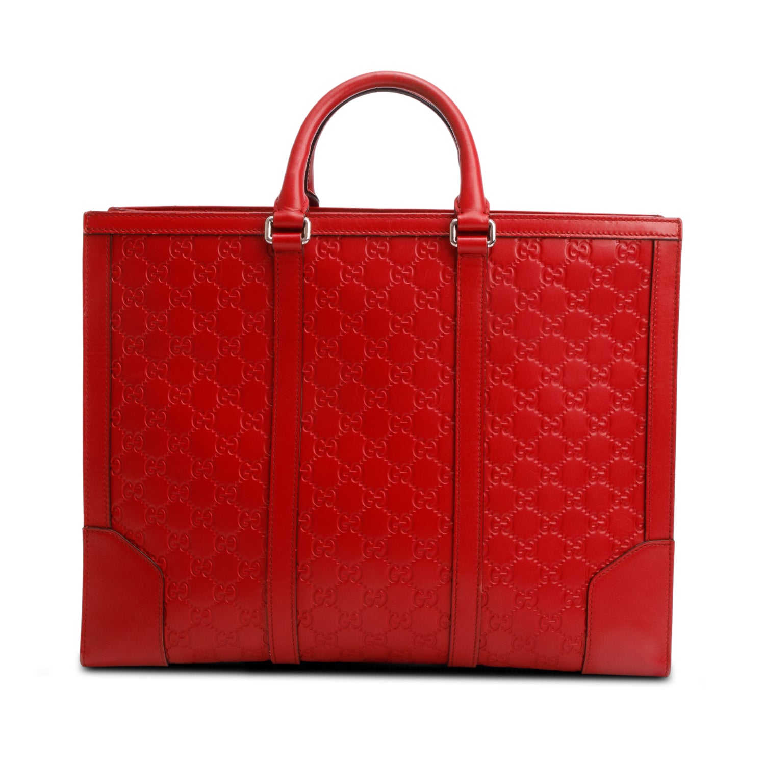 Gucci Red Guccissima Leather Signature Large Convertible Top Handle Tote