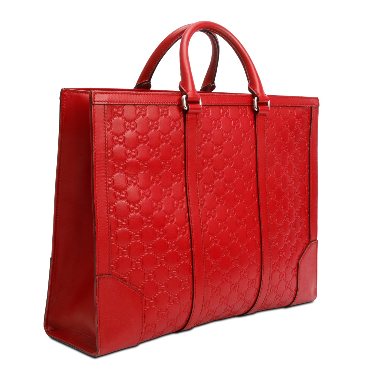 Gucci Red Guccissima Leather Signature Large Convertible Top Handle Tote