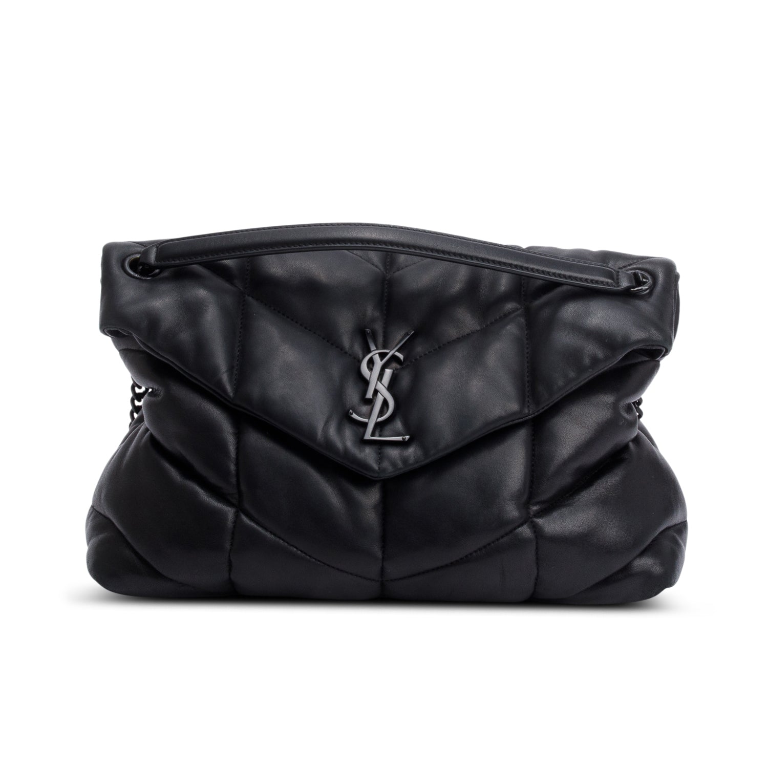 Saint Laurent 2021 Black Nappa Leather Medium Puffer Loulou Shoulder Bag