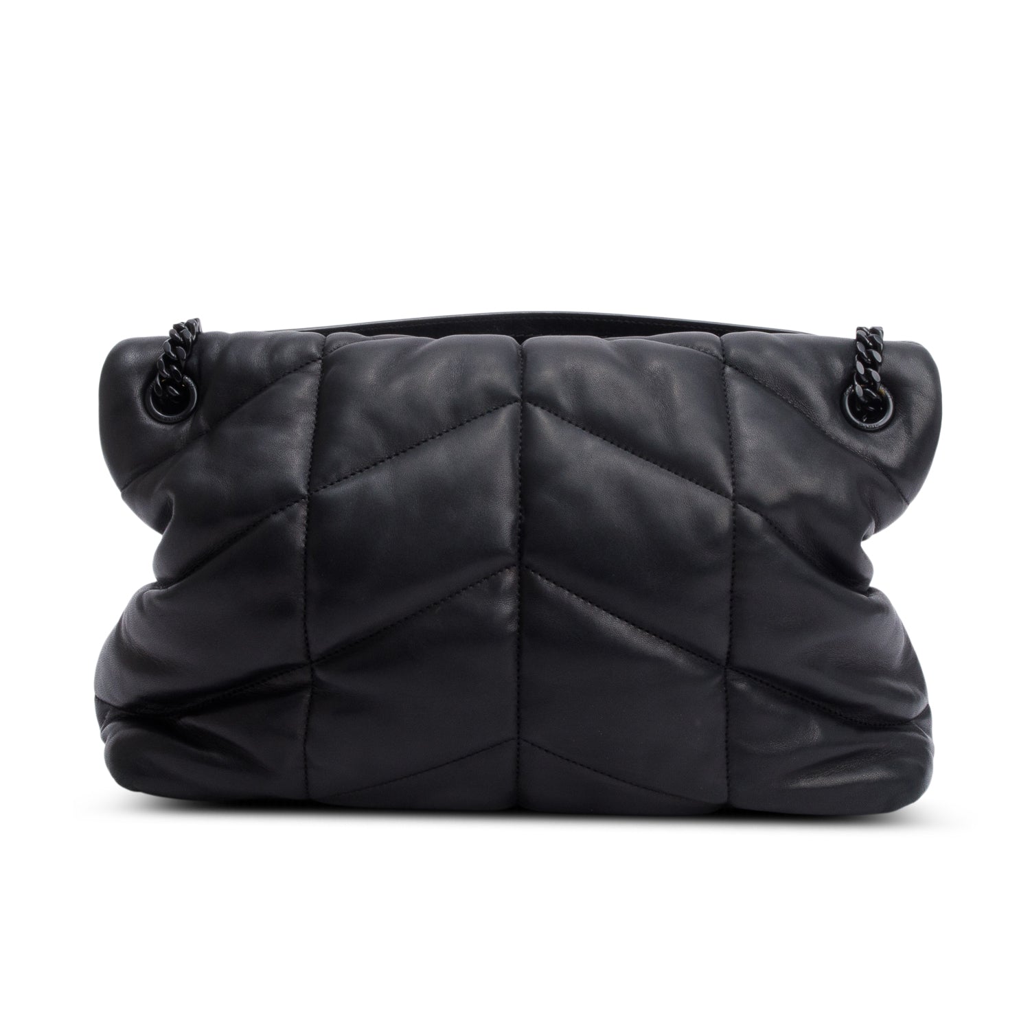 Saint Laurent 2021 Black Nappa Leather Medium Puffer Loulou Shoulder Bag