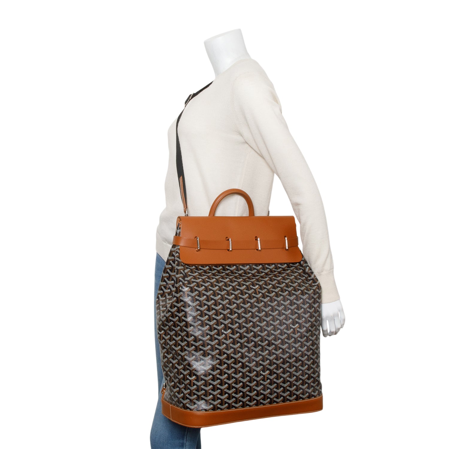 Goyard Brown Monogram Canvas Steamer PM w/ Strap