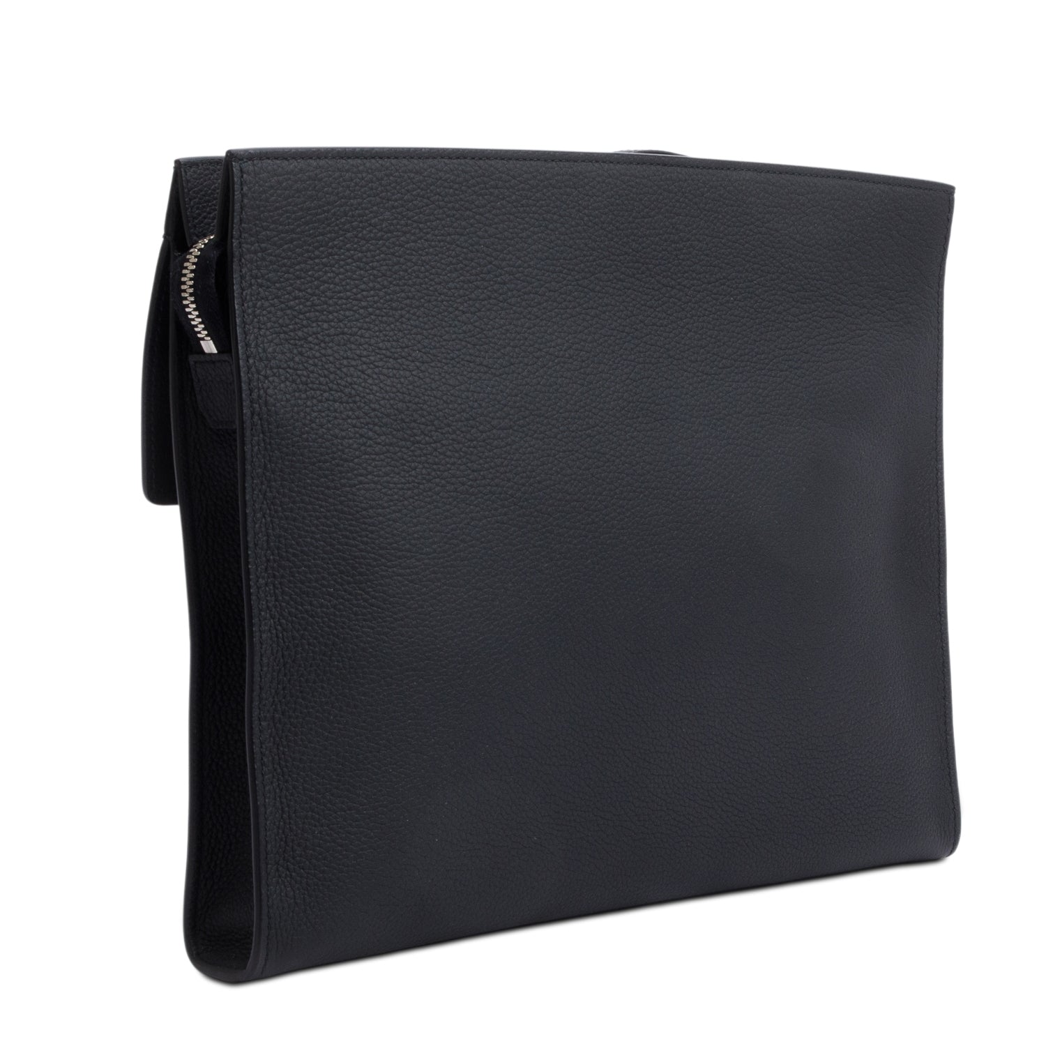 Ferragamo Black Leather Gancini The Studio Large Wristlet Pouch