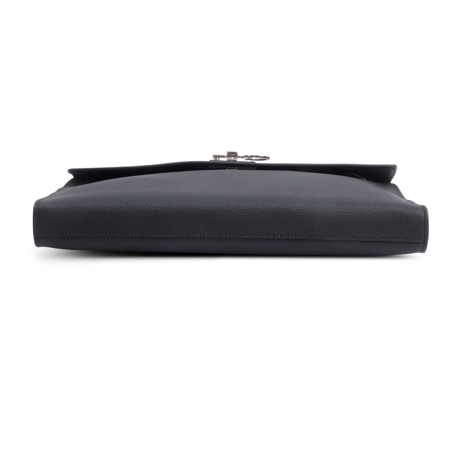 Ferragamo Black Leather Gancini The Studio Large Wristlet Pouch