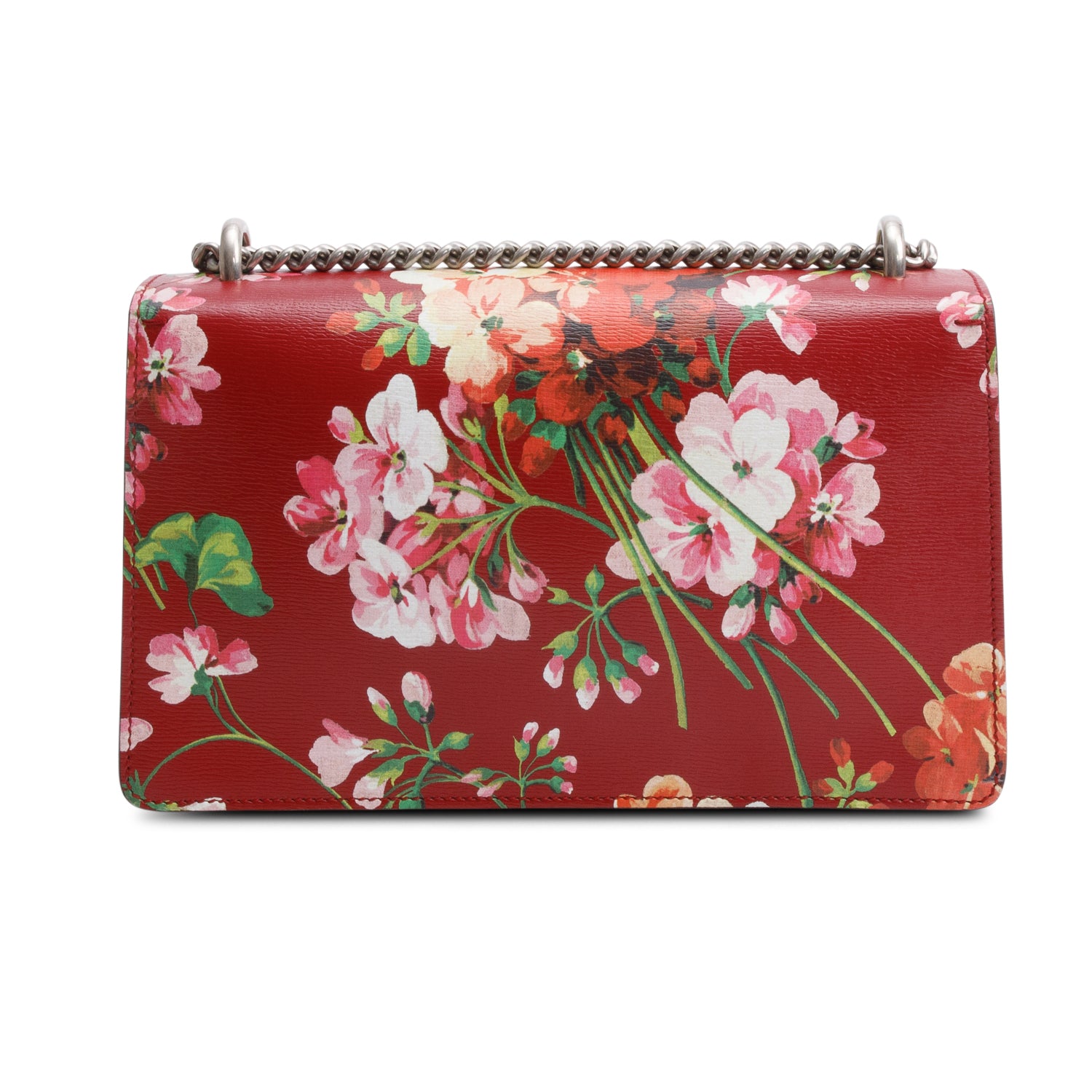 Gucci Red Floral Print Calfskin Leather Small Dionysus Shoulder Bag