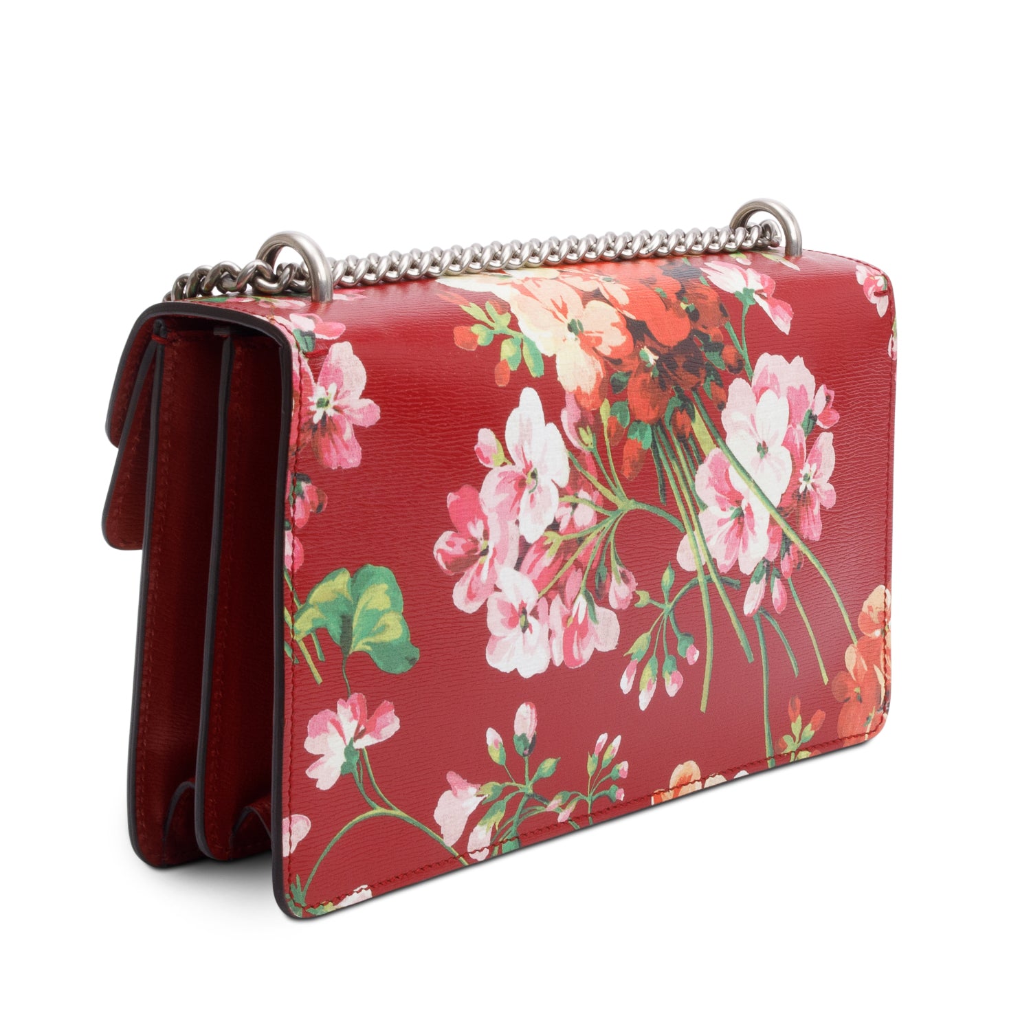 Gucci Red Floral Print Calfskin Leather Small Dionysus Shoulder Bag