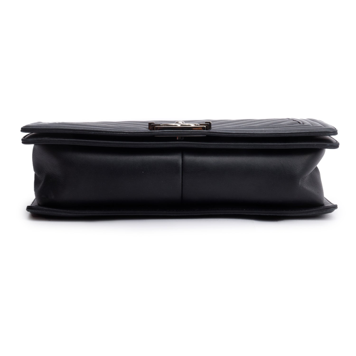 Chanel Black Chevron Quilted Lambskin Leather Large Boy Bag