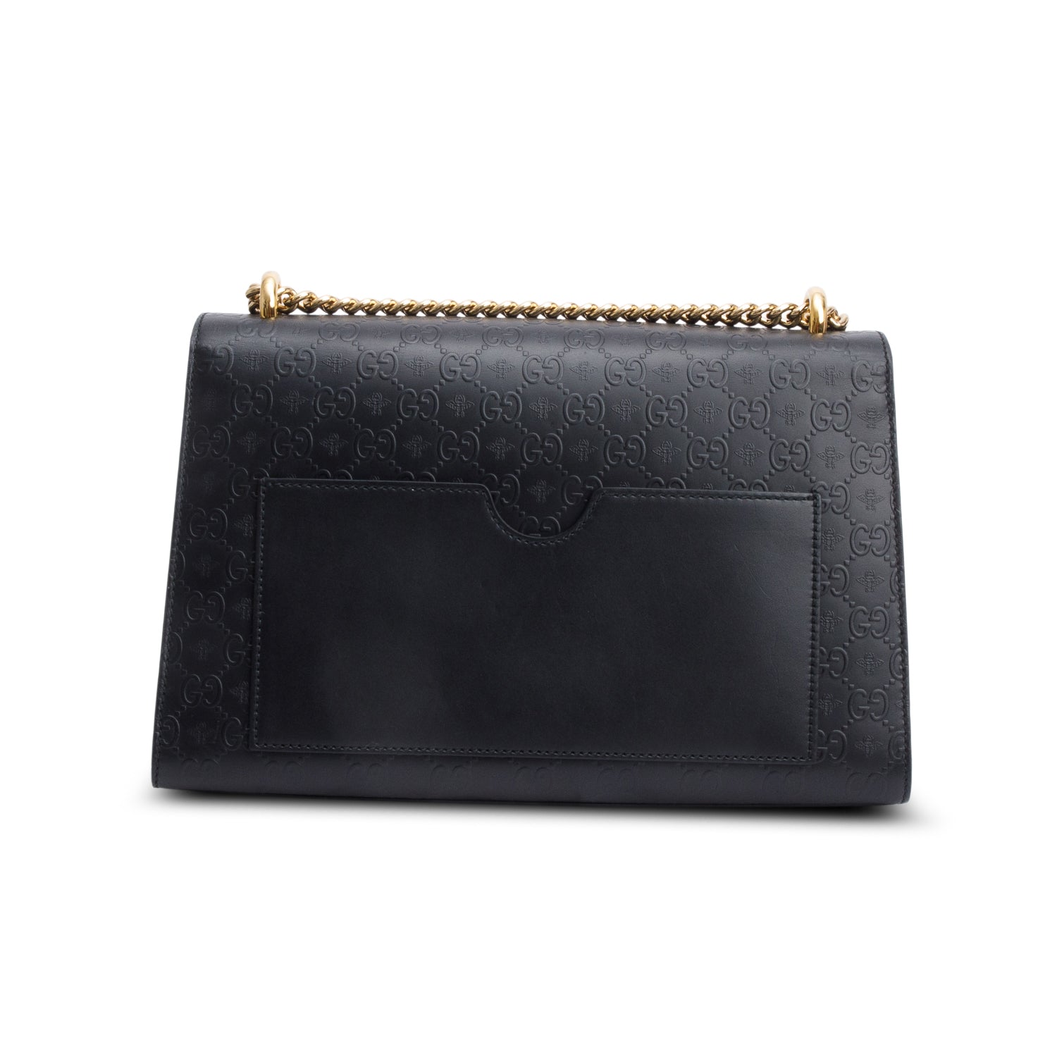 Gucci Black Embossed GG Bees Leather Medium Padlock Bag