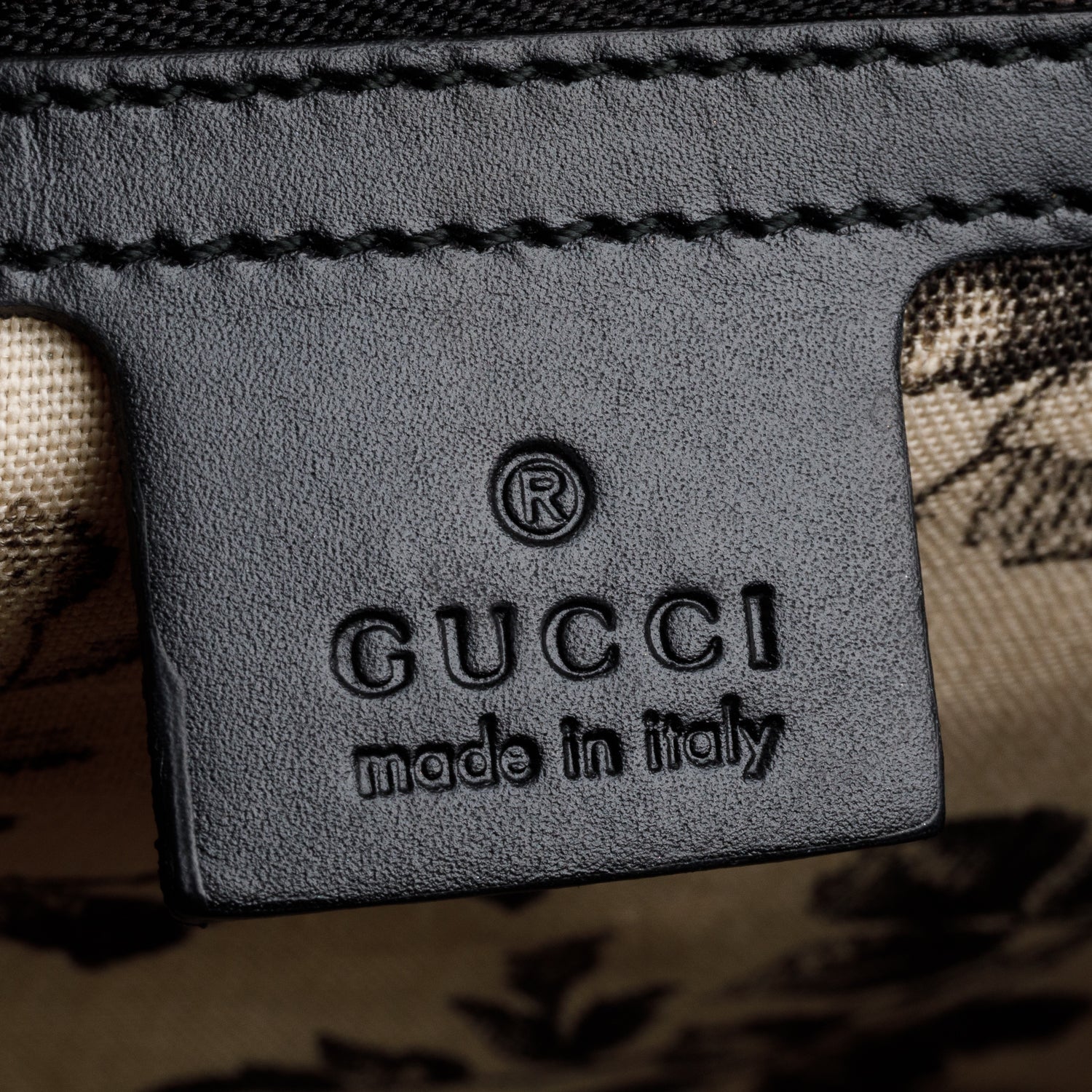 Gucci Black Embossed GG Bees Leather Medium Padlock Bag