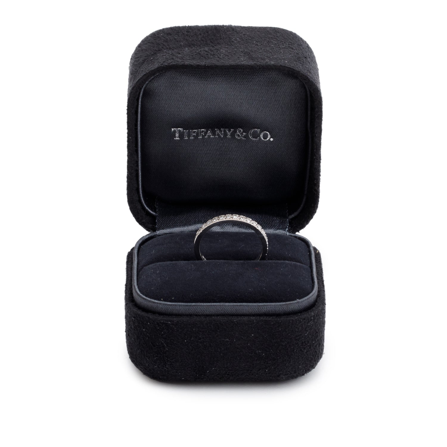 Tiffany & Co. Soleste Platinum Half Eternity Diamond 2 MM Wedding Band Ring, Size 5 w/ Box