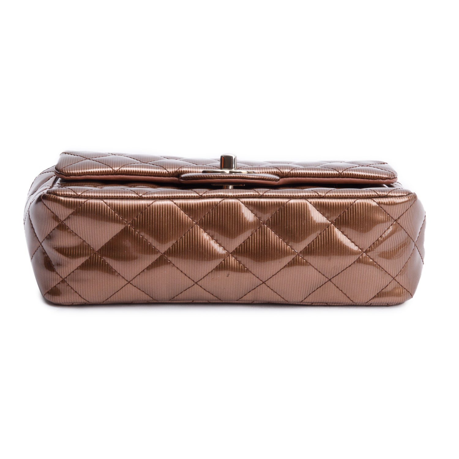 Chanel Brown Quilted Patent Leather Classic Mini Rectangular Flap Bag