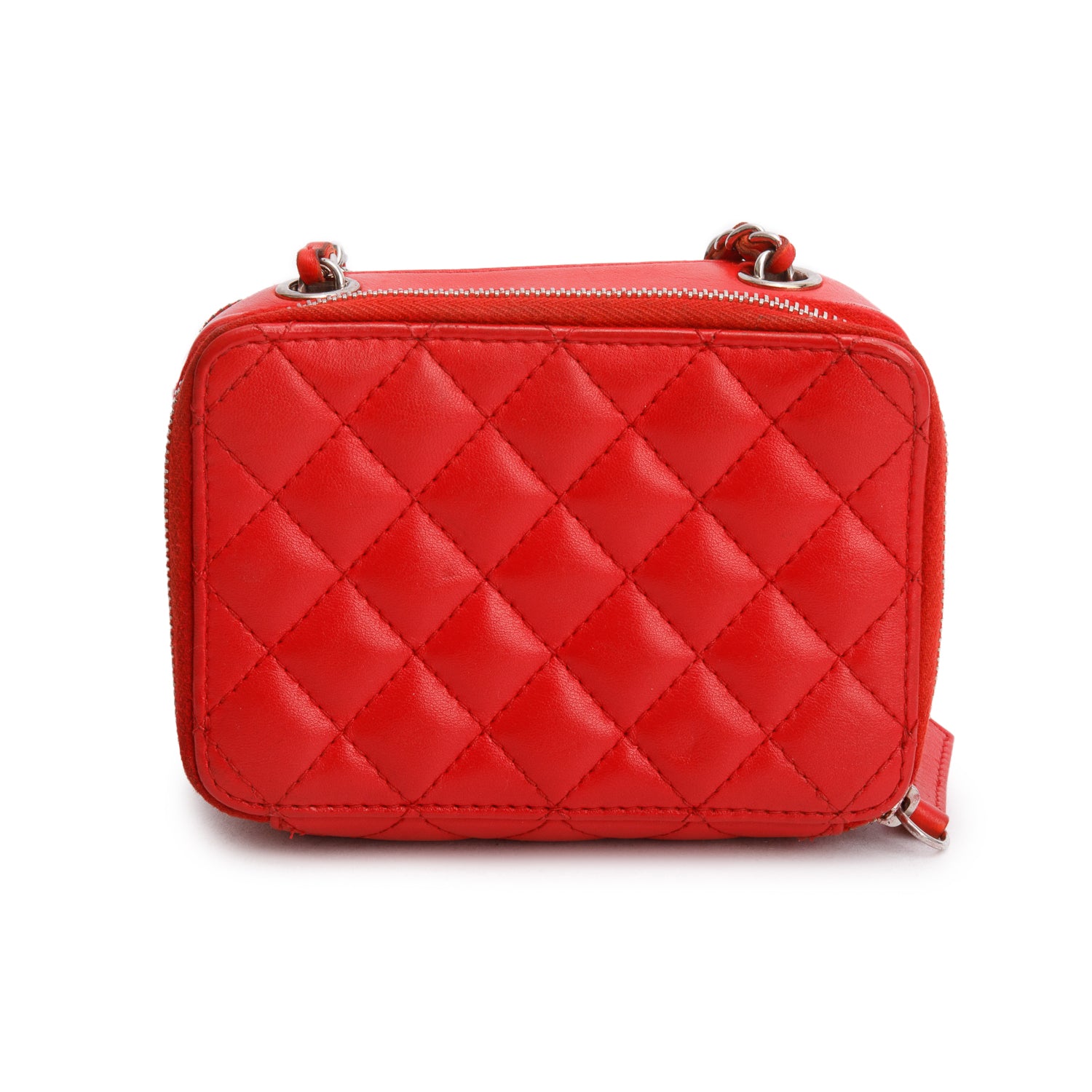 Chanel Red Quilted Lambskin Leather Pocket Box Camera Bag