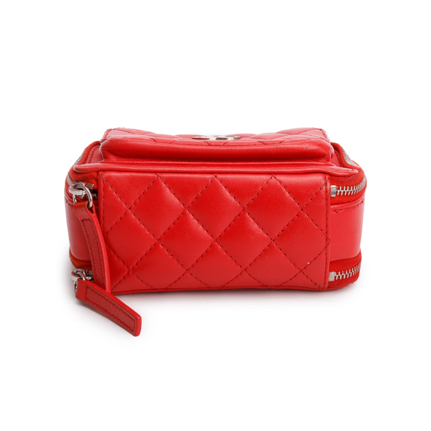 Chanel Red Quilted Lambskin Leather Pocket Box Camera Bag