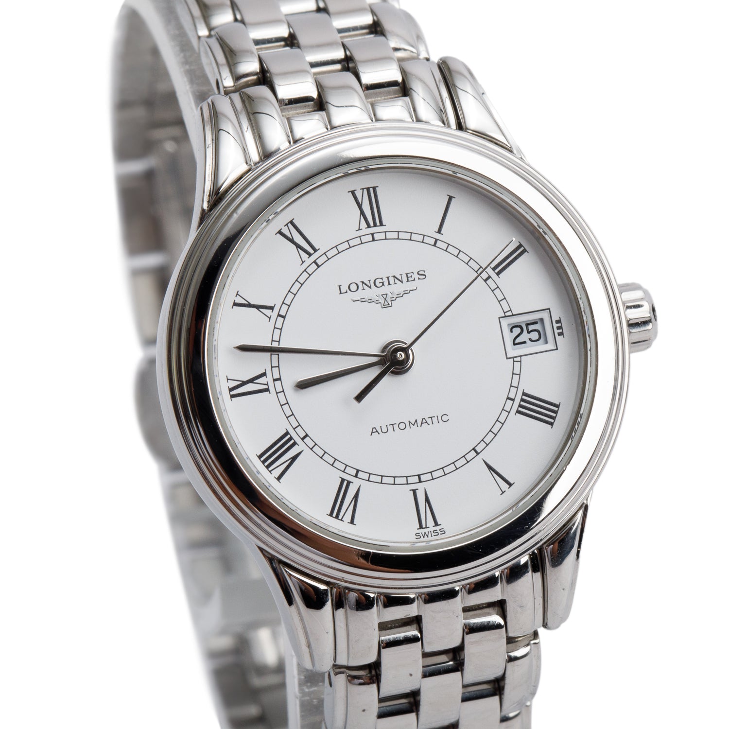 Longines Stainless Steel Flagship Classic 26 MM Automatic Watch White Dial w/ Box