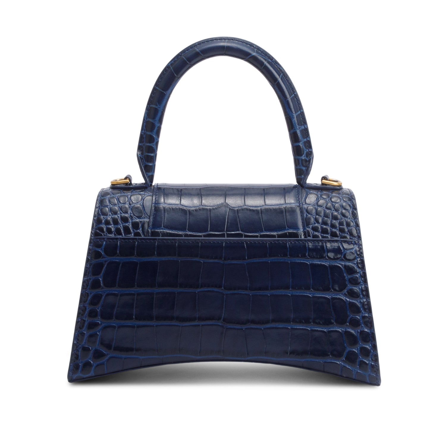 Balenciaga Blue Croc Embossed Leather Small Hourglass Top Handle Bag w/ Strap