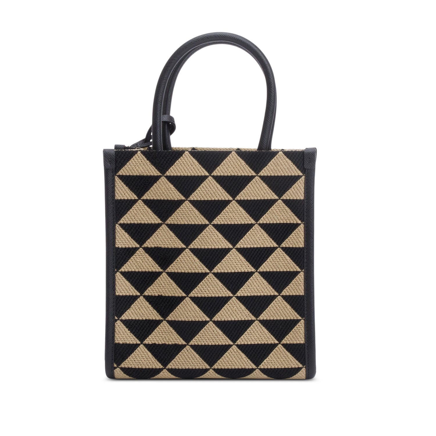 Prada Beige/Black Embroidered Fabric Mini Symbole Bag w/ Strap