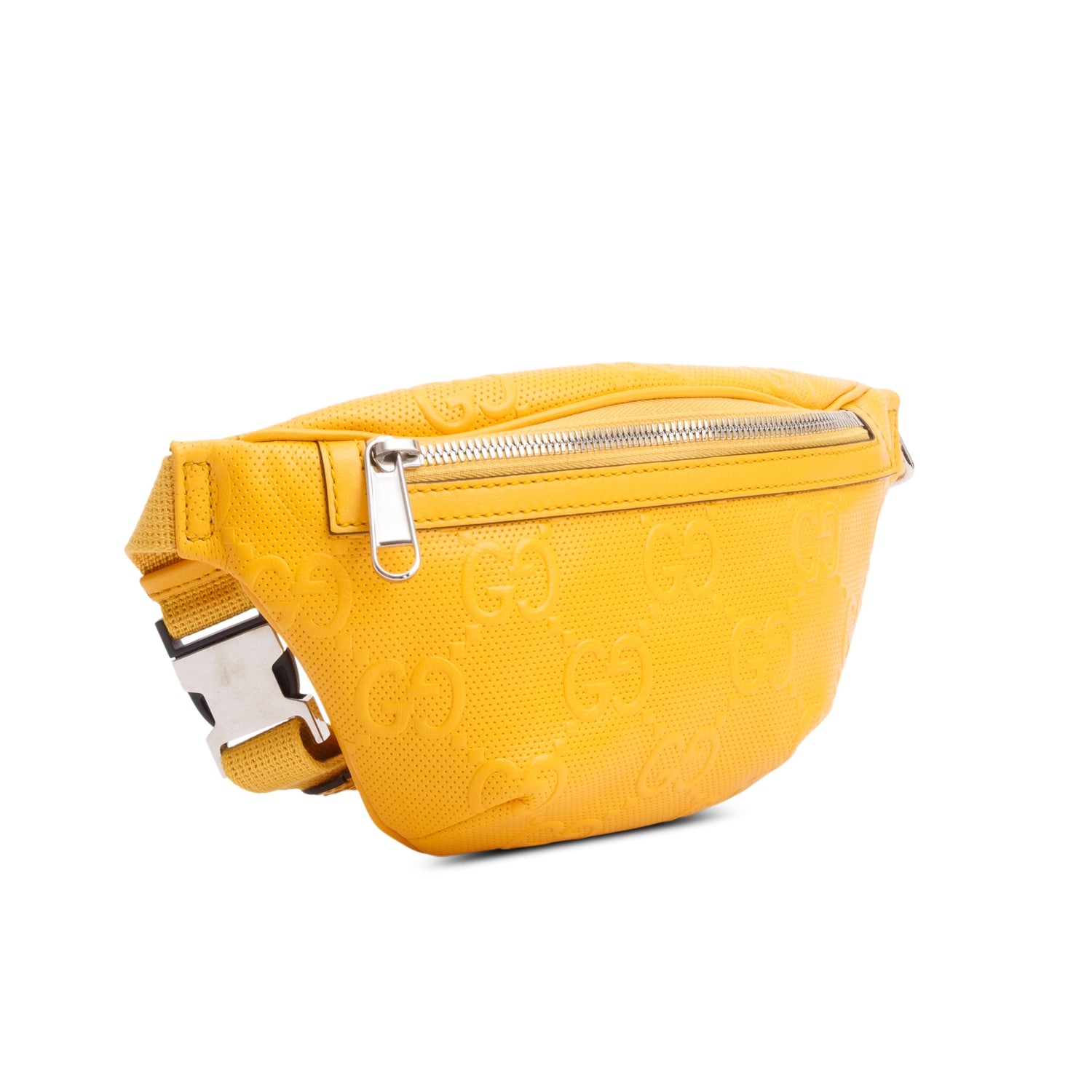 Gucci Yellow Leather Embossed Jumbo GG Small Belt Bag