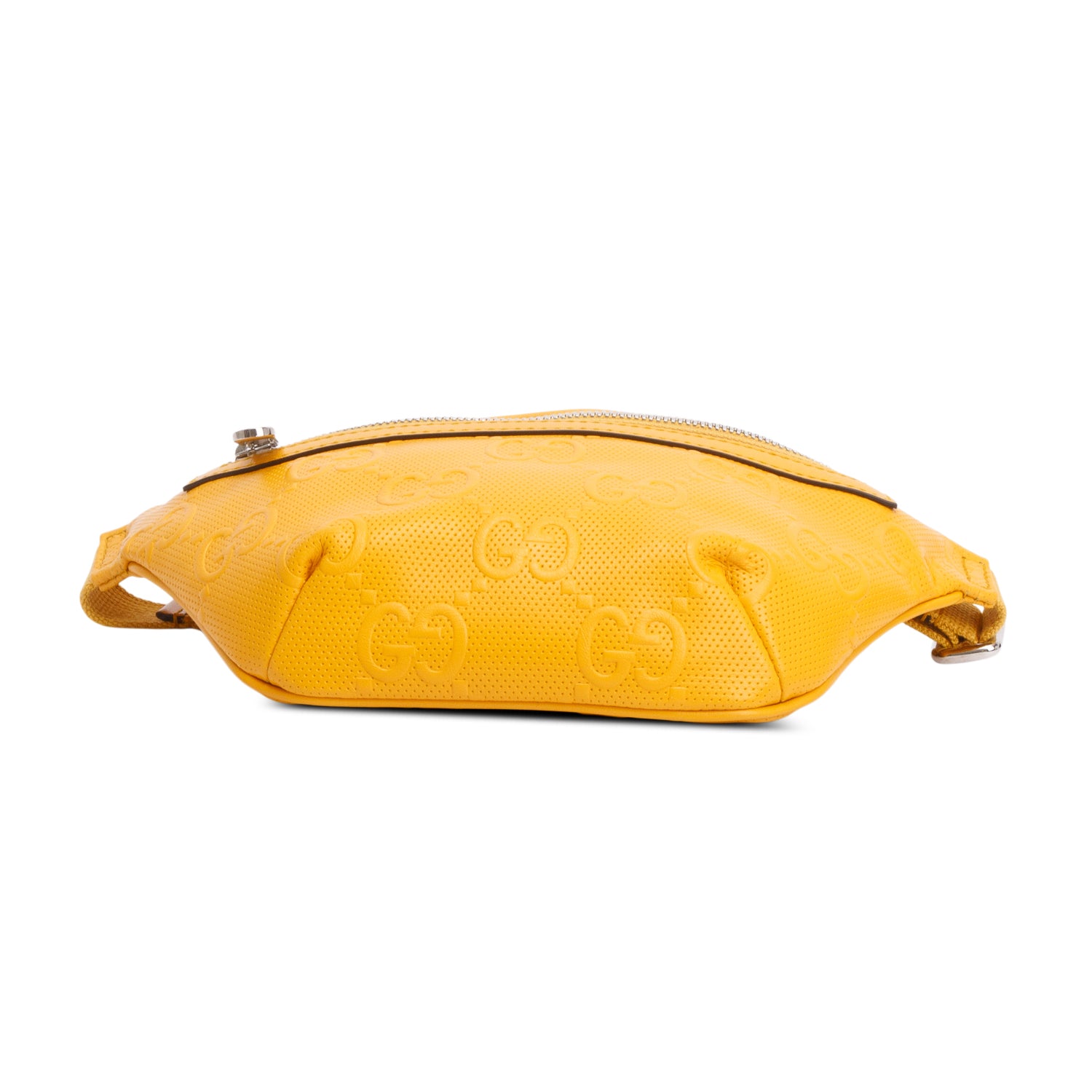 Gucci Yellow Leather Embossed Jumbo GG Small Belt Bag