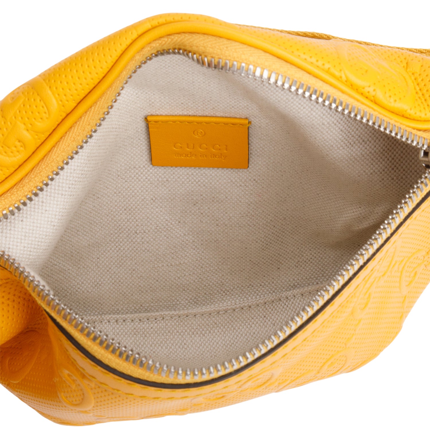 Gucci Yellow Leather Embossed Jumbo GG Small Belt Bag