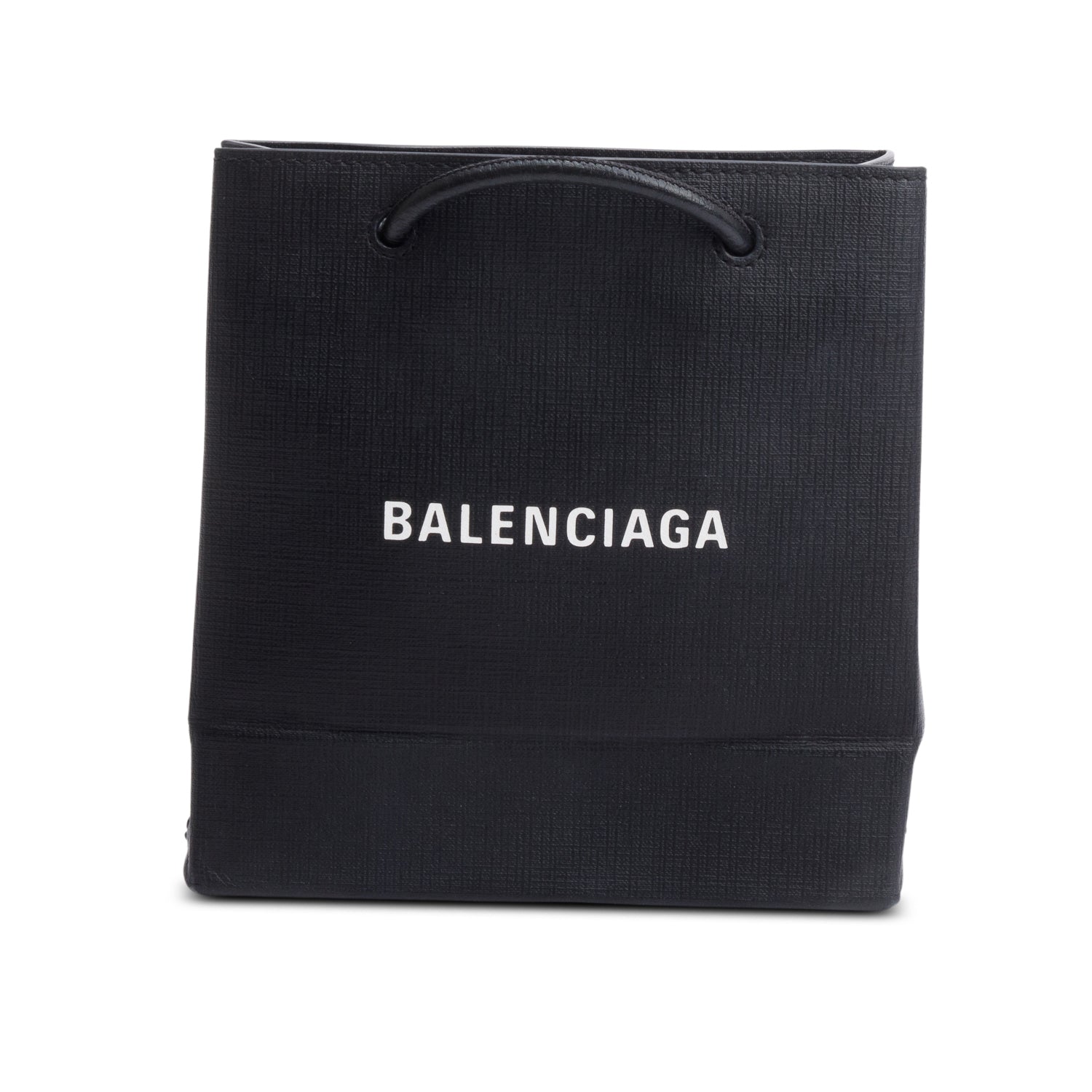 Balenciaga Black Calfskin Leather XXS Logo Leather Shopping Tote w/ Strap