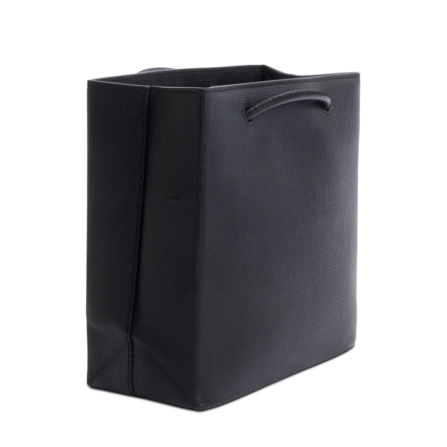 Balenciaga Black Calfskin Leather XXS Logo Leather Shopping Tote w/ Strap