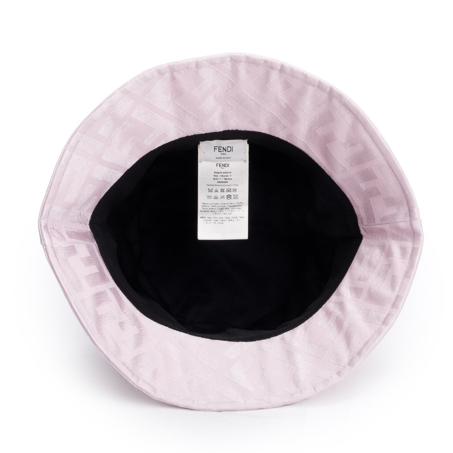 Fendi Pink Zucca FF Silk Bucket Hat, Size M 58