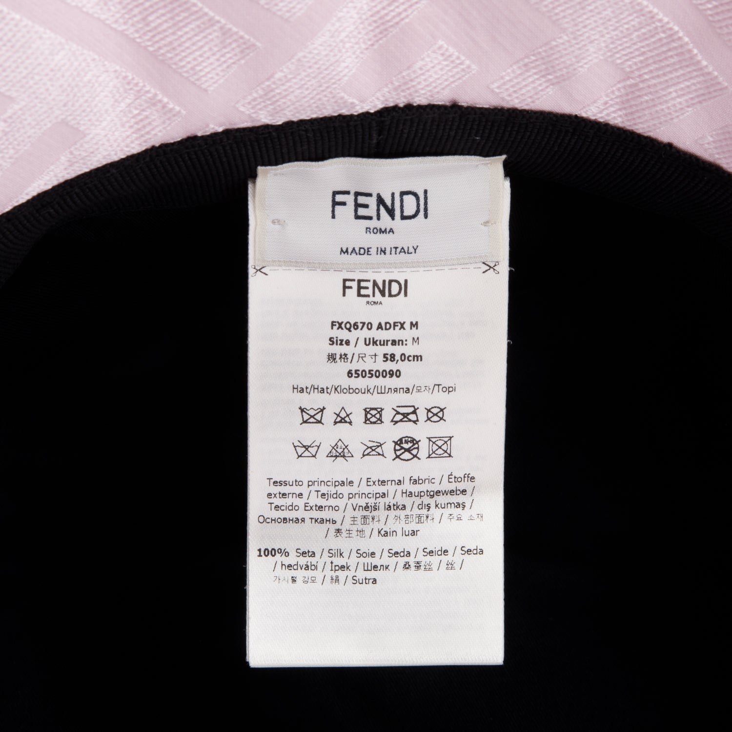 Fendi Pink Zucca FF Silk Bucket Hat, Size M 58