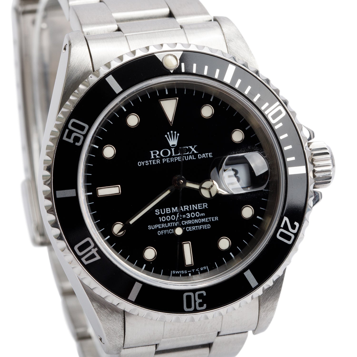 Rolex Stainless Steel Submariner Date 40 MM Watch Black Dial 16610 w/ Box & Papers