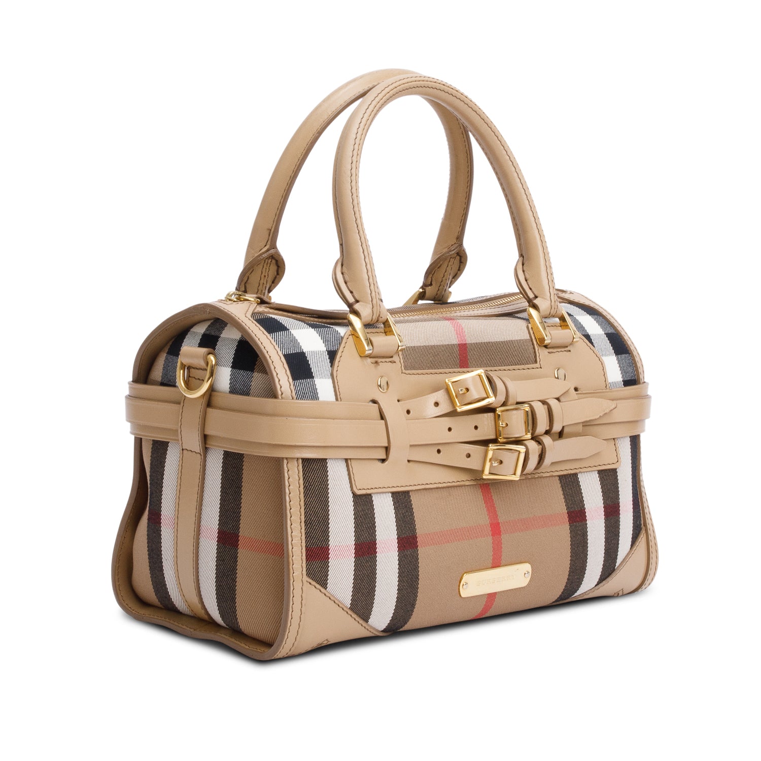 Burberry Beige Leather House Check Bridle Chester Bowler Bag