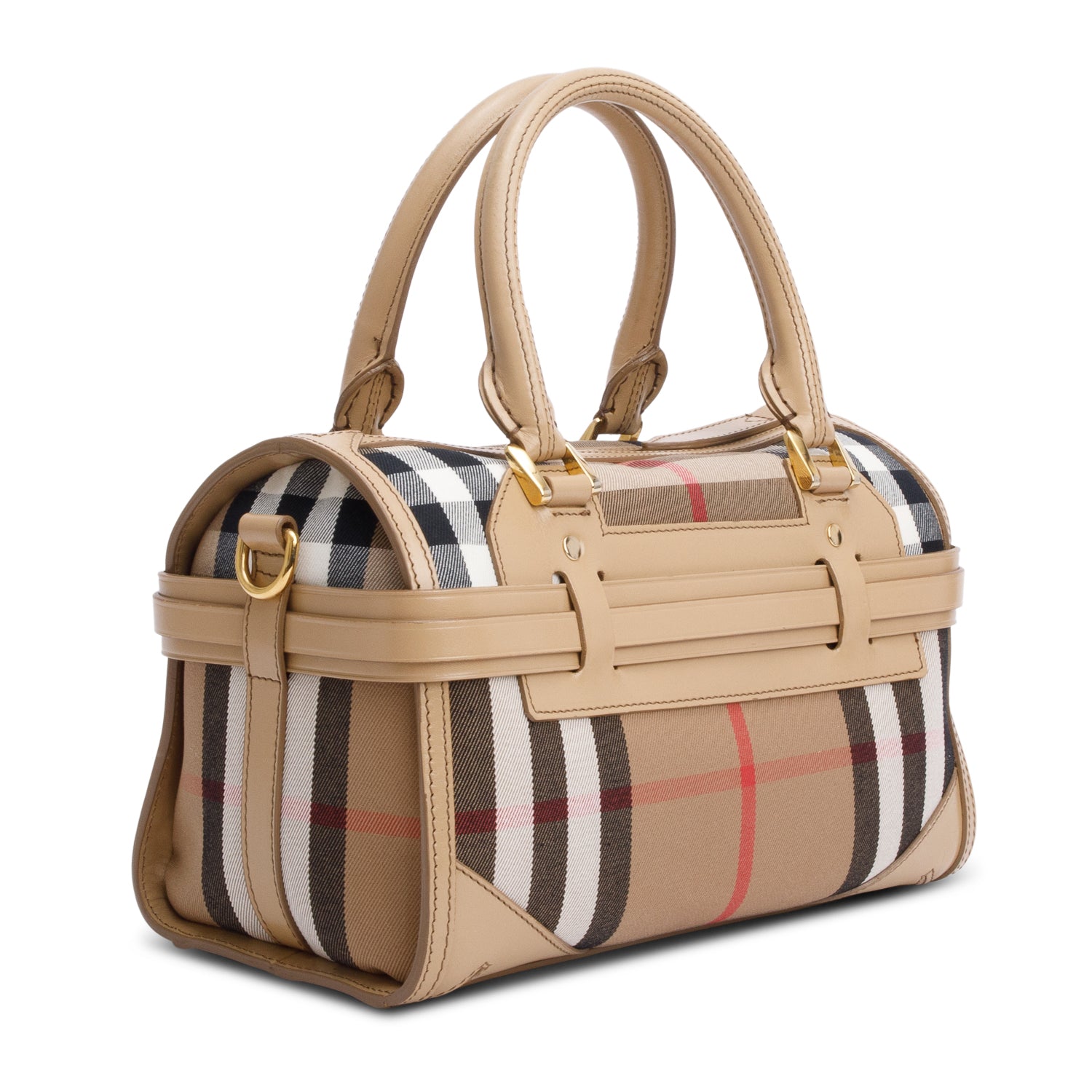 Burberry Beige Leather House Check Bridle Chester Bowler Bag