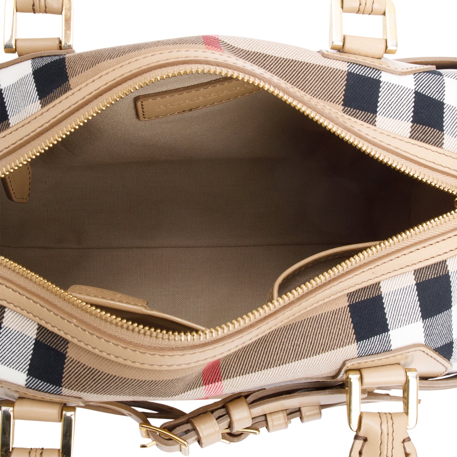 Burberry Beige Leather House Check Bridle Chester Bowler Bag