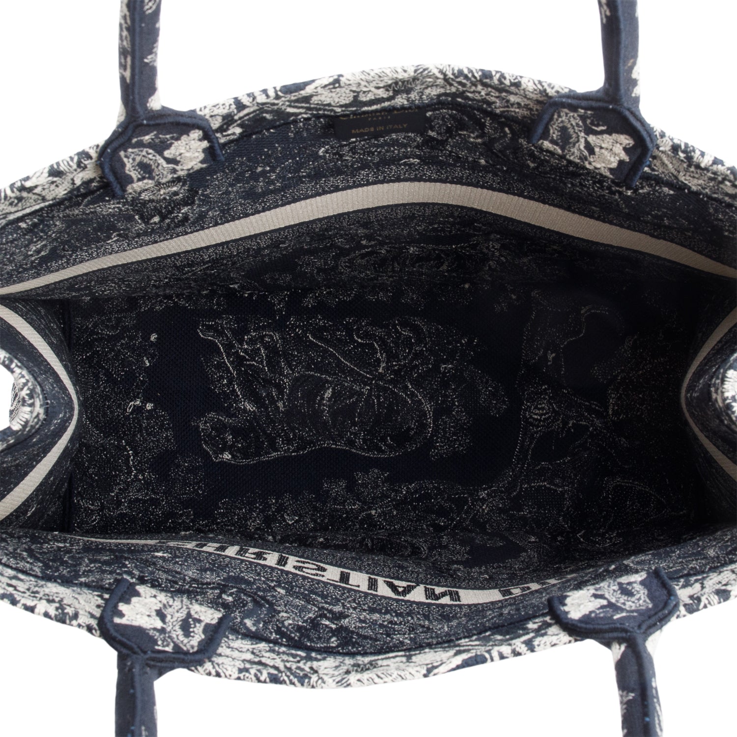 Christian Dior 2022 Large Ecru and Blue Toile de Jouy Embroidery Canvas Book Tote w/ Authenticity Card