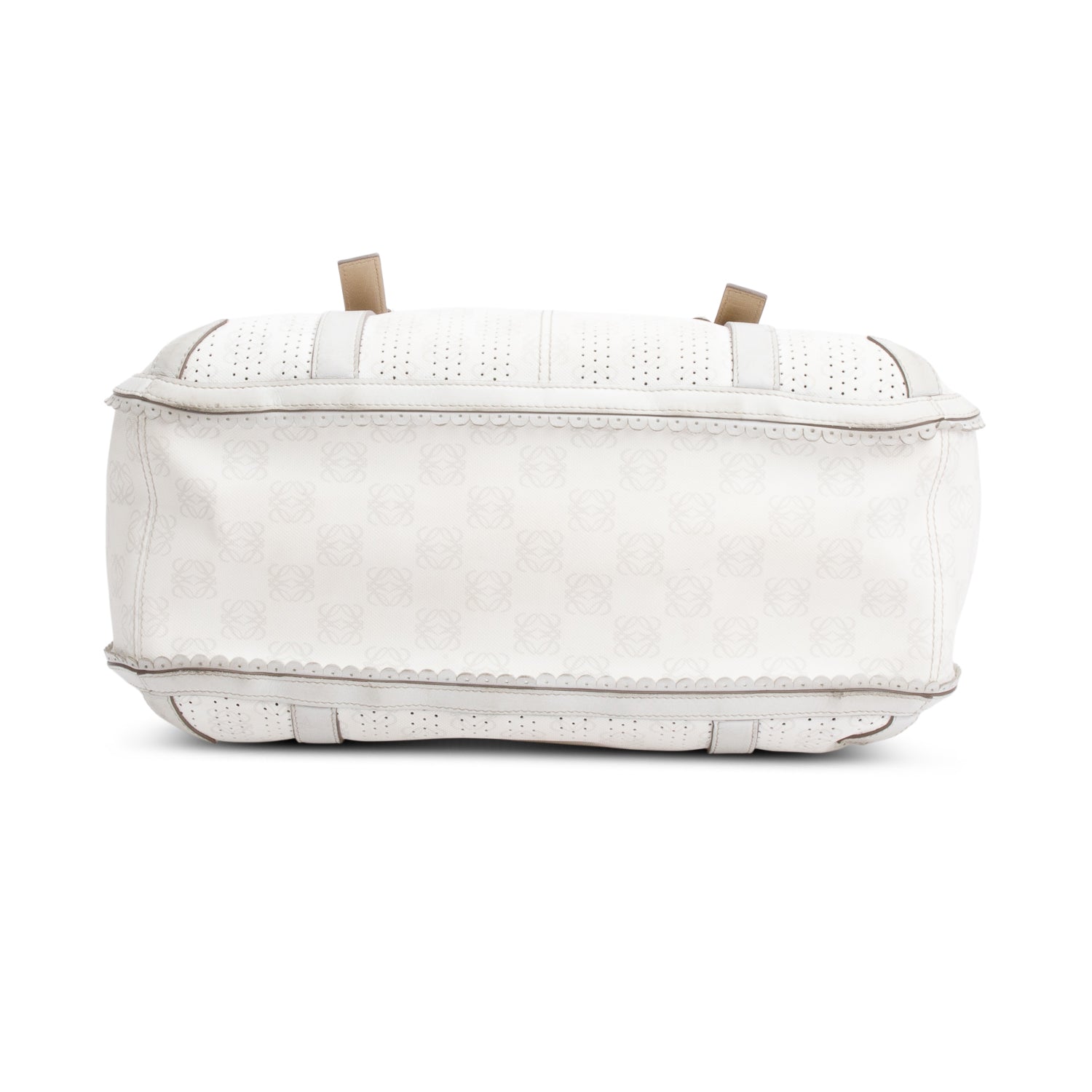 Loewe White Perforated Anagram Coated Canvas Tote