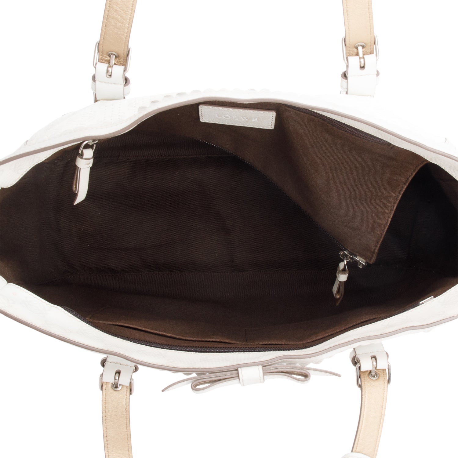 Loewe White Perforated Anagram Coated Canvas Tote