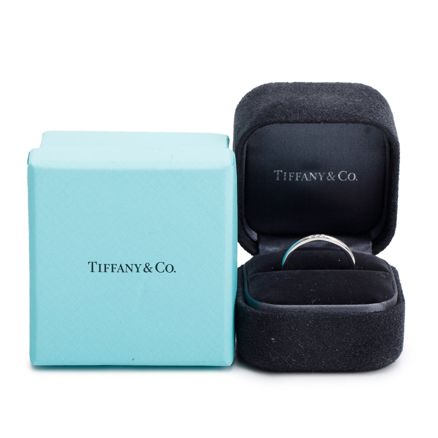 Tiffany & Co. Platinum Diamond 2 MM Forever Wedding Band Ring, Size 9 w/ Box