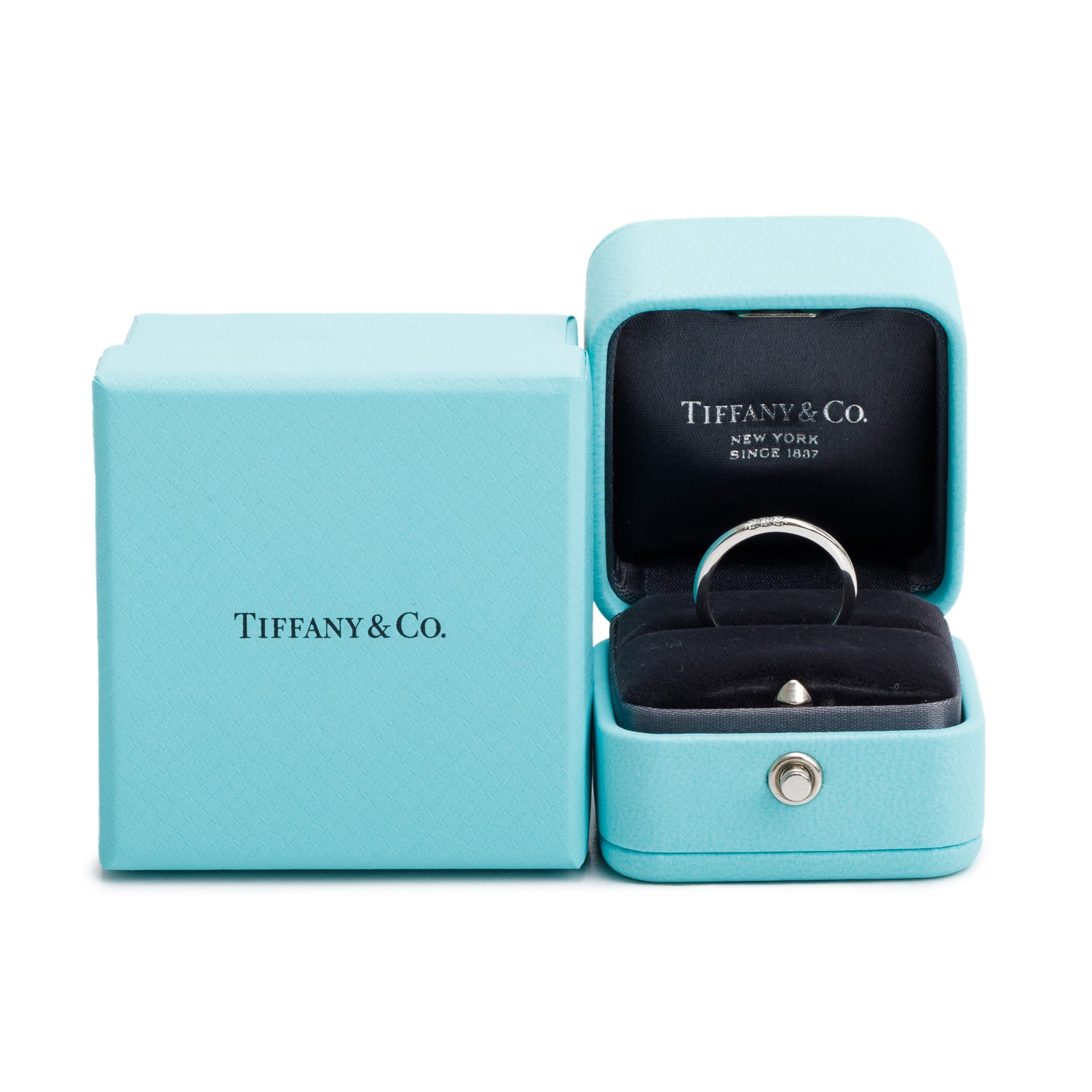 Tiffany & Co. Platinum Diamond 2 MM Forever Wedding Band Ring, Size 6.25 w/ Box