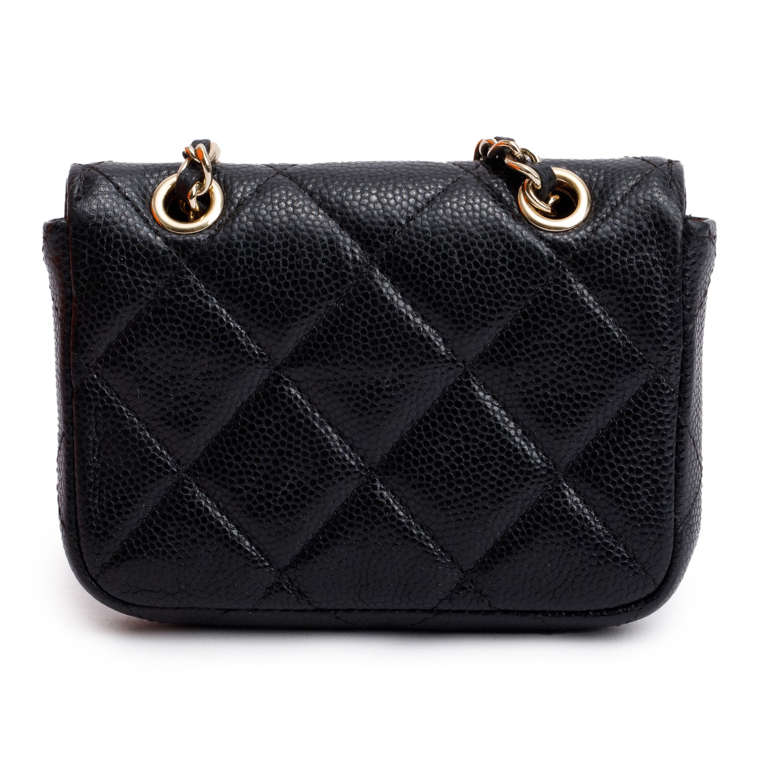 Chanel 2020 Black Quilted Caviar Leather Classic Card Holder Chain Belt Bag