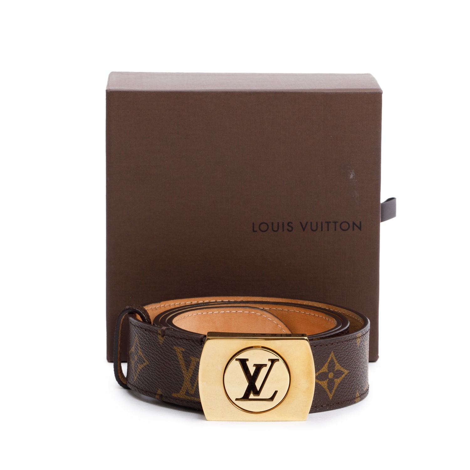 Louis Vuitton Monogram 35 MM LV Cut Belt 90 36 w/ Box