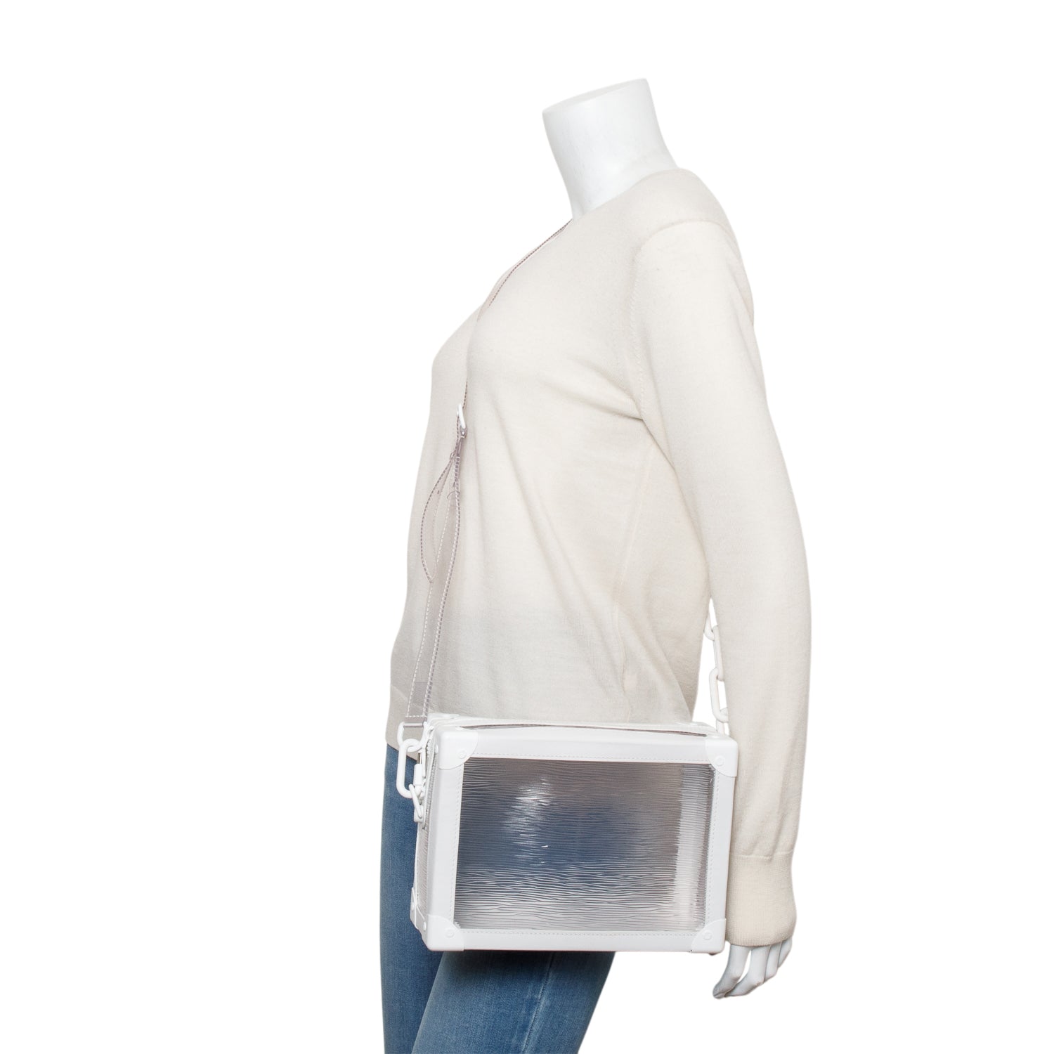 Louis Vuitton Transparent Epi White Leather Soft Trunk Bag